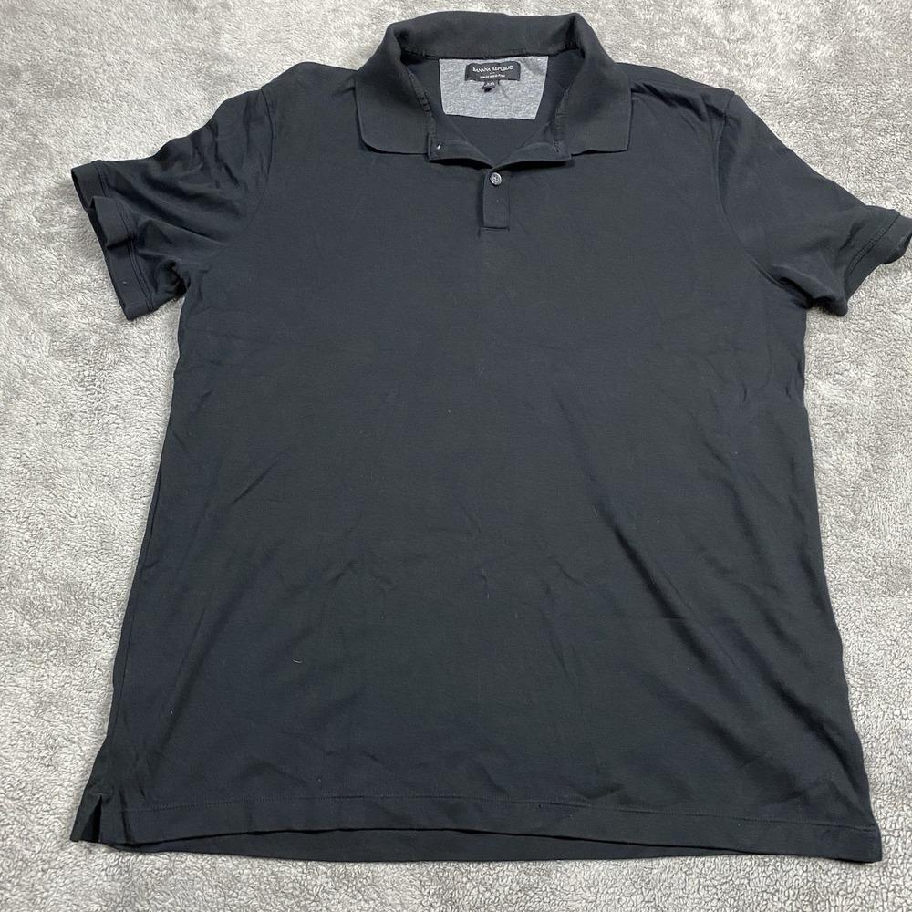Banana Republic Slim Fit Dress Polo Mens XXL Black Buttons Short Sleeve